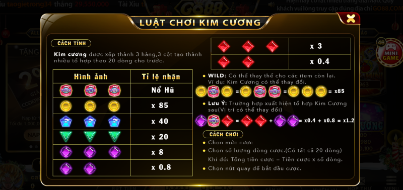 hướng dẫn chơi kim cương trên go88